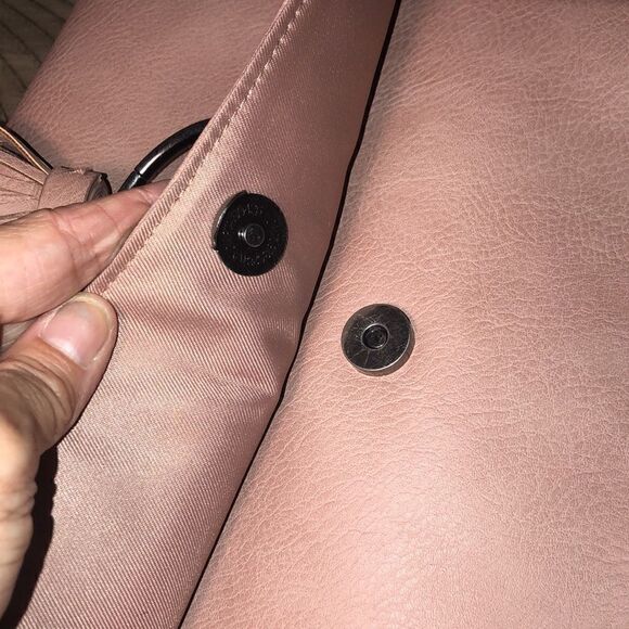 NWOT Pink Ring ? & Tassle Vegan Backpack Adjustable Straps. Pull Handle. Snap. main image 3